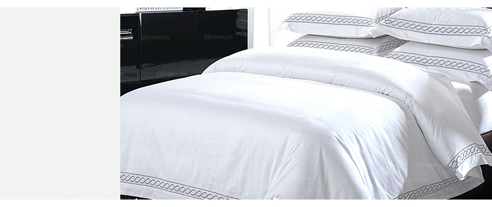 白色刺绣 60S酒店床品套件