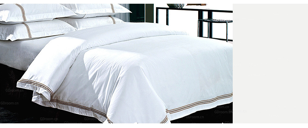 白色刺绣 60S酒店床品套件