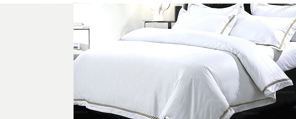 白色刺绣 60S酒店床品套件